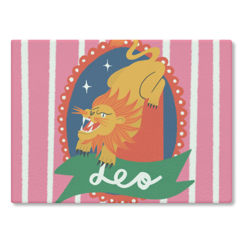 Leo Star Sign Design - glass chopping board by AbiGoLucky