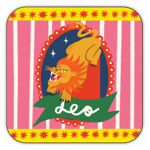 Leo Star Sign Design - personalised beer coaster by AbiGoLucky