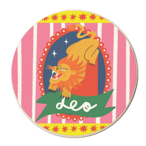 Leo Star Sign Design - personalised beer coaster by AbiGoLucky