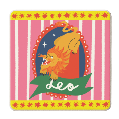 Leo Star Sign Design - personalised beer coaster by AbiGoLucky