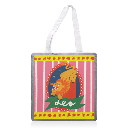 Leo Star Sign Design - printed canvas tote bag by AbiGoLucky