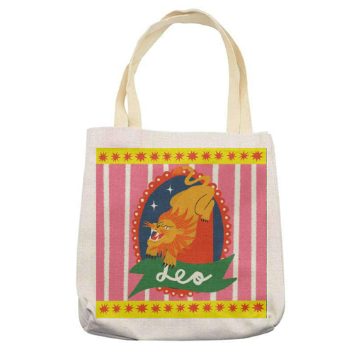 Leo Star Sign Design - printed canvas tote bag by AbiGoLucky