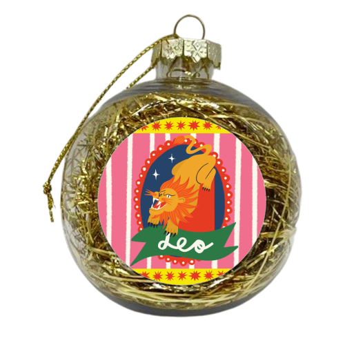 Leo Star Sign Design - xmas bauble by AbiGoLucky