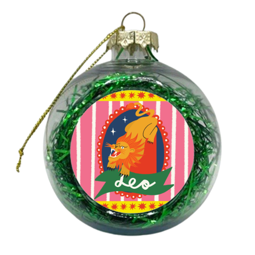Leo Star Sign Design - xmas bauble by AbiGoLucky