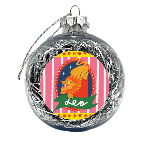 Leo Star Sign Design - xmas bauble by AbiGoLucky