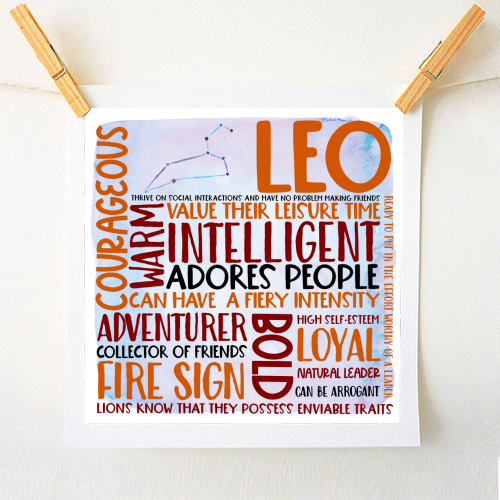 Leo Word Art - A1 - A4 art print by All About Words Designs