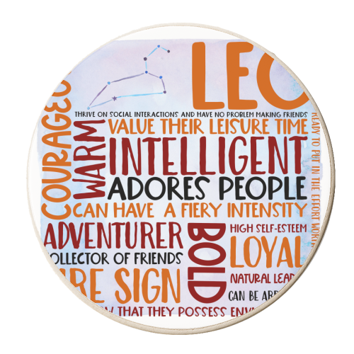 Leo Word Art - personalised beer coaster by All About Words Designs