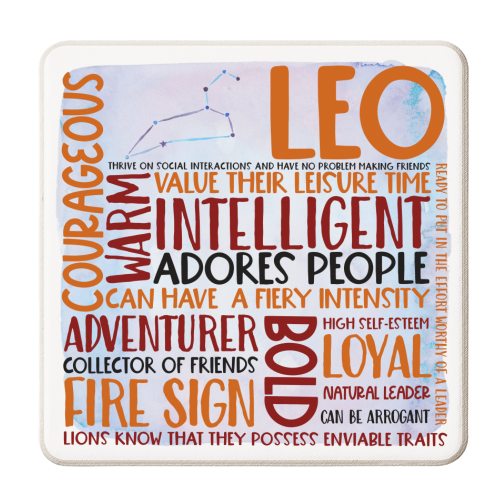 Leo Word Art - personalised beer coaster by All About Words Designs