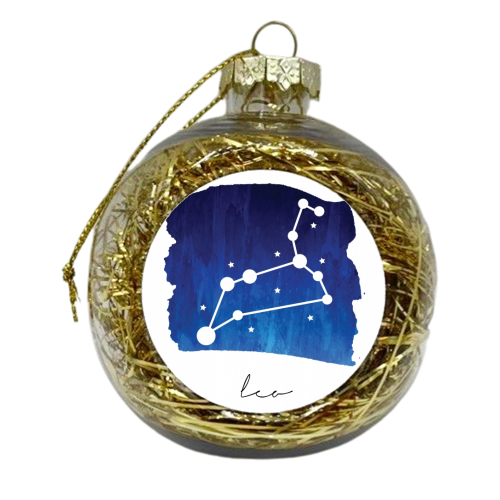Leo Zodiac Constellation - xmas bauble by Toni Scott