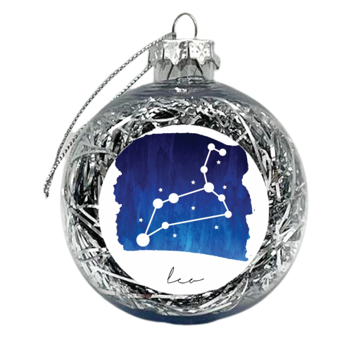 Leo Zodiac Constellation - xmas bauble by Toni Scott