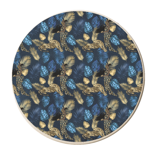 Leopard animal print - v.Blue - personalised beer coaster by Anastasios Konstantinidis