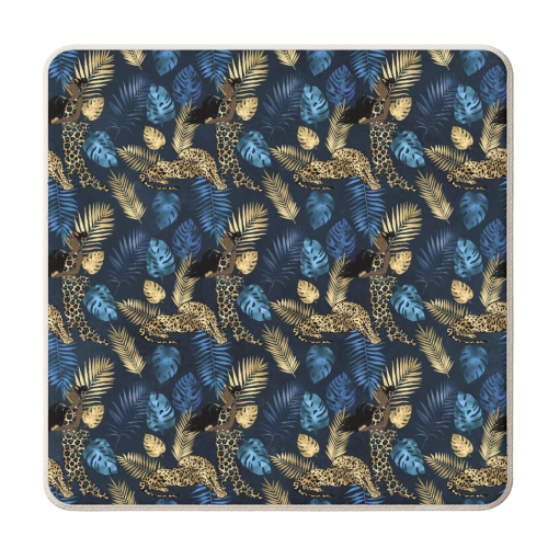 Leopard animal print - v.Blue - personalised beer coaster by Anastasios Konstantinidis
