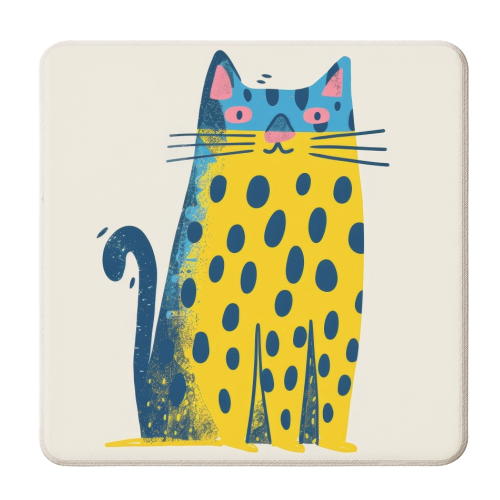 Leopard Kitty - personalised beer coaster by DejaReve
