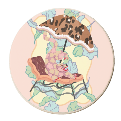 Leopard Lounger - personalised beer coaster by Steph Pryor