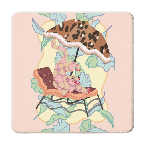 Leopard Lounger - personalised beer coaster by Steph Pryor