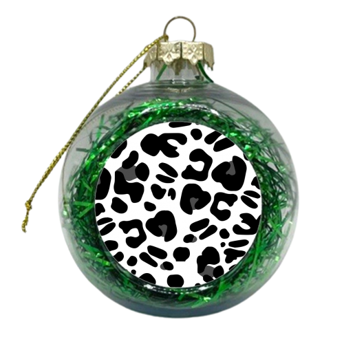 Leopard Love Monochrome Animal Print - xmas bauble by Betty & The Roses
