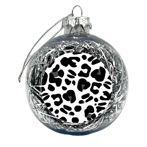 Leopard Love Monochrome Animal Print - xmas bauble by Betty & The Roses