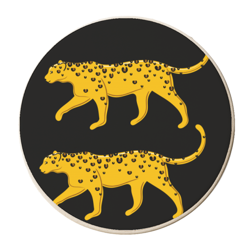 Leopard Pair ( black background ) - personalised beer coaster by Adam Regester