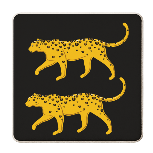 Leopard Pair ( black background ) - personalised beer coaster by Adam Regester