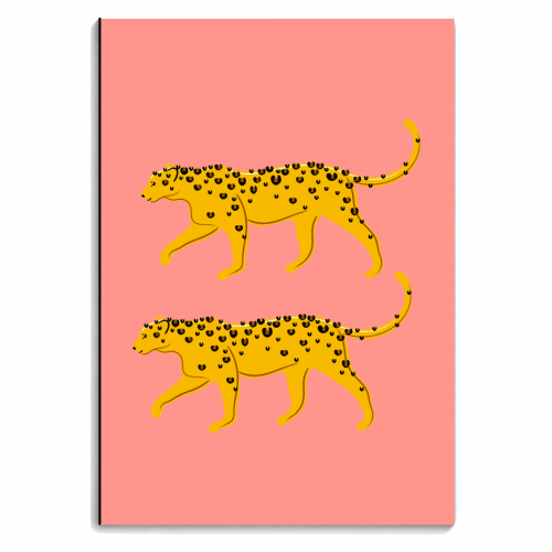 Leopard Pair ( coral background ) - personalised A4, A5, A6 notebook by Adam Regester