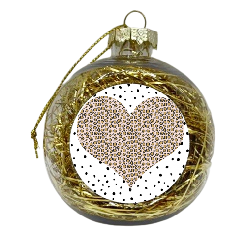 Leopard Print Love Heart - xmas bauble by The 13 Prints