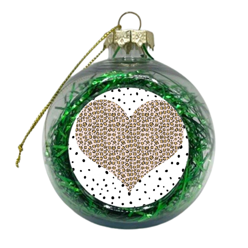 Leopard Print Love Heart - xmas bauble by The 13 Prints