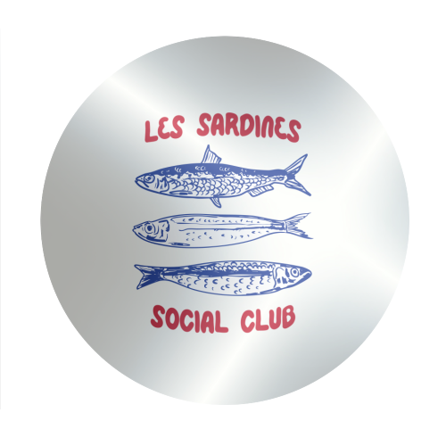 Les Sardine Social Club – Bold French Fish Art - Circle Sticker by EZbie