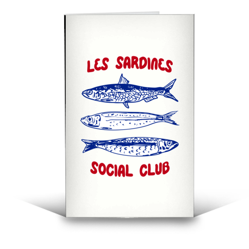 Les Sardine Social Club – Bold French Fish Art - funny greeting card by EZbie