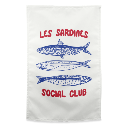 Les Sardine Social Club – Bold French Fish Art - funny tea towel by EZbie