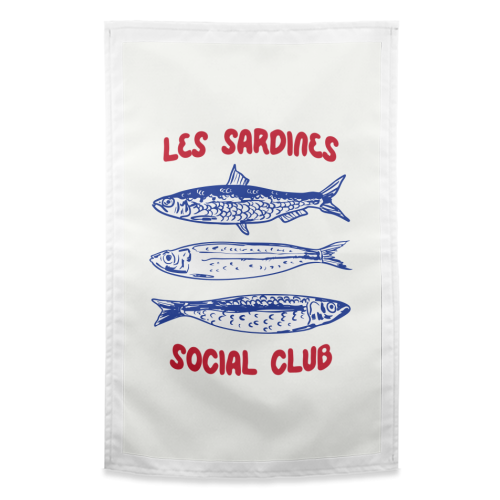 Les Sardine Social Club – Bold French Fish Art - funny tea towel by EZbie