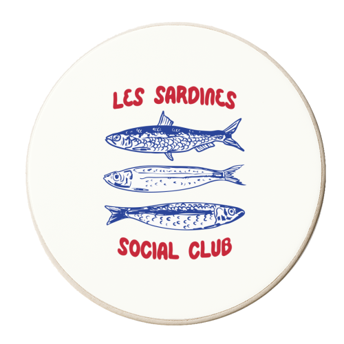 Les Sardine Social Club – Bold French Fish Art - personalised beer coaster by EZbie