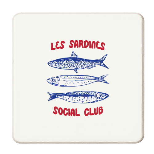 Les Sardine Social Club – Bold French Fish Art - personalised beer coaster by EZbie
