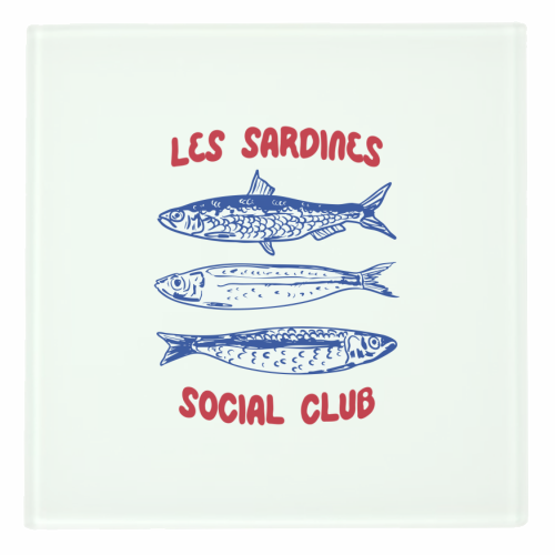 Les Sardine Social Club – Bold French Fish Art - personalised beer coaster by EZbie