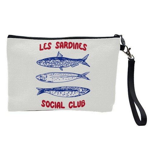 Les Sardine Social Club – Bold French Fish Art - pretty makeup bag by EZbie