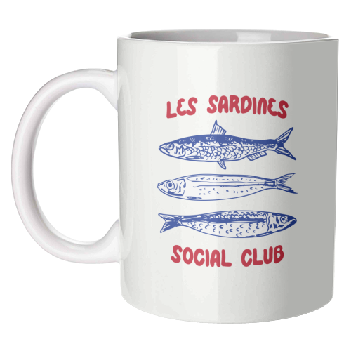 Les Sardine Social Club – Bold French Fish Art - unique mug by EZbie