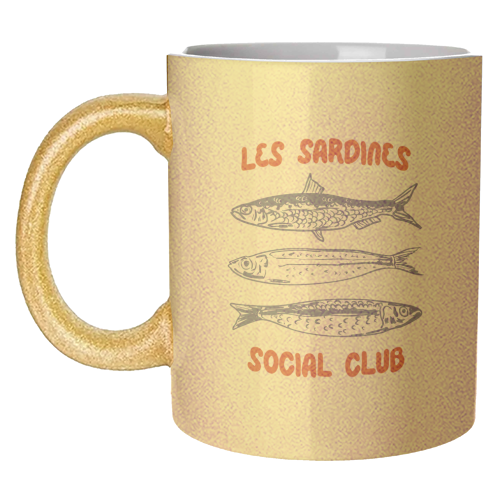 Les Sardine Social Club – Bold French Fish Art - unique mug by EZbie