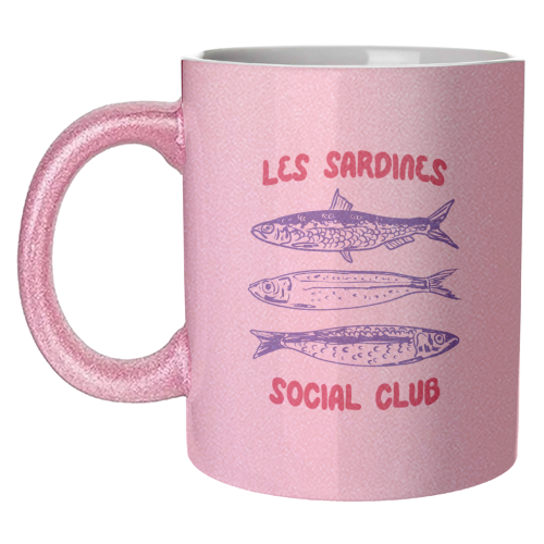 Les Sardine Social Club – Bold French Fish Art - unique mug by EZbie
