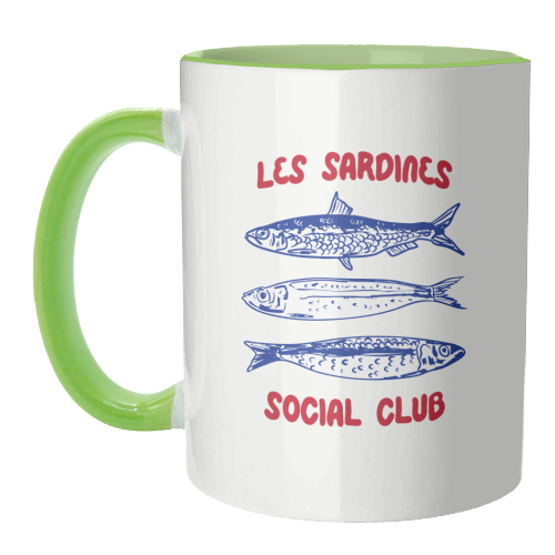 Les Sardine Social Club – Bold French Fish Art - unique mug by EZbie