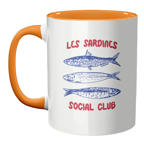 Les Sardine Social Club – Bold French Fish Art - unique mug by EZbie
