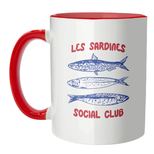 Les Sardine Social Club – Bold French Fish Art - unique mug by EZbie