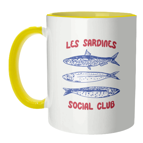 Les Sardine Social Club – Bold French Fish Art - unique mug by EZbie
