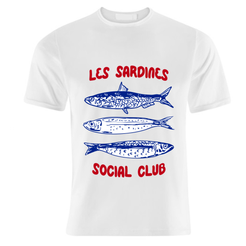 Les Sardine Social Club – Bold French Fish Art - unique t shirt by EZbie