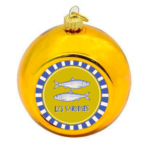 Les Sardines - colourful christmas bauble by Claire Atwood