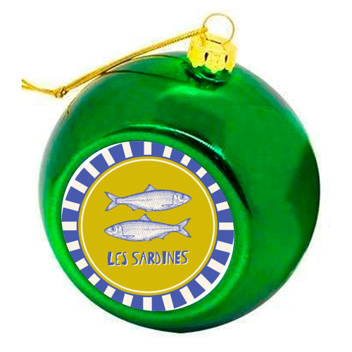 Les Sardines - colourful christmas bauble by Claire Atwood