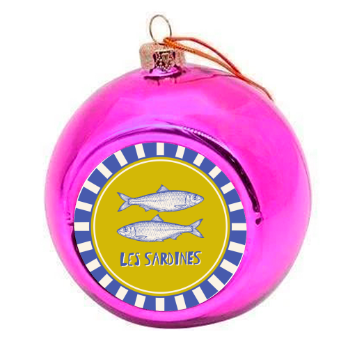 Les Sardines - colourful christmas bauble by Claire Atwood