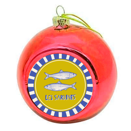Les Sardines - colourful christmas bauble by Claire Atwood