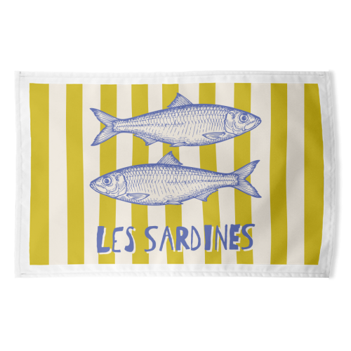 Les Sardines - funny tea towel by Claire Atwood
