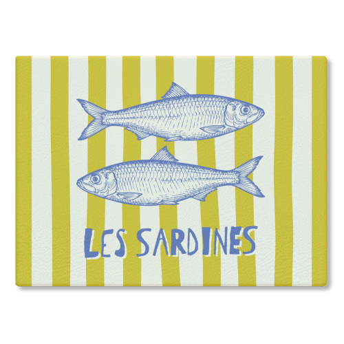 Les Sardines - glass chopping board by Claire Atwood