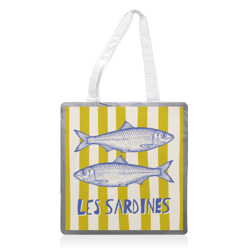 Les Sardines - printed canvas tote bag by Claire Atwood