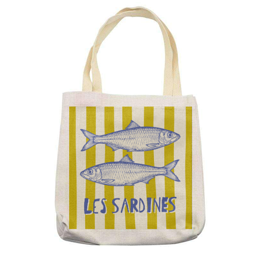Les Sardines - printed canvas tote bag by Claire Atwood
